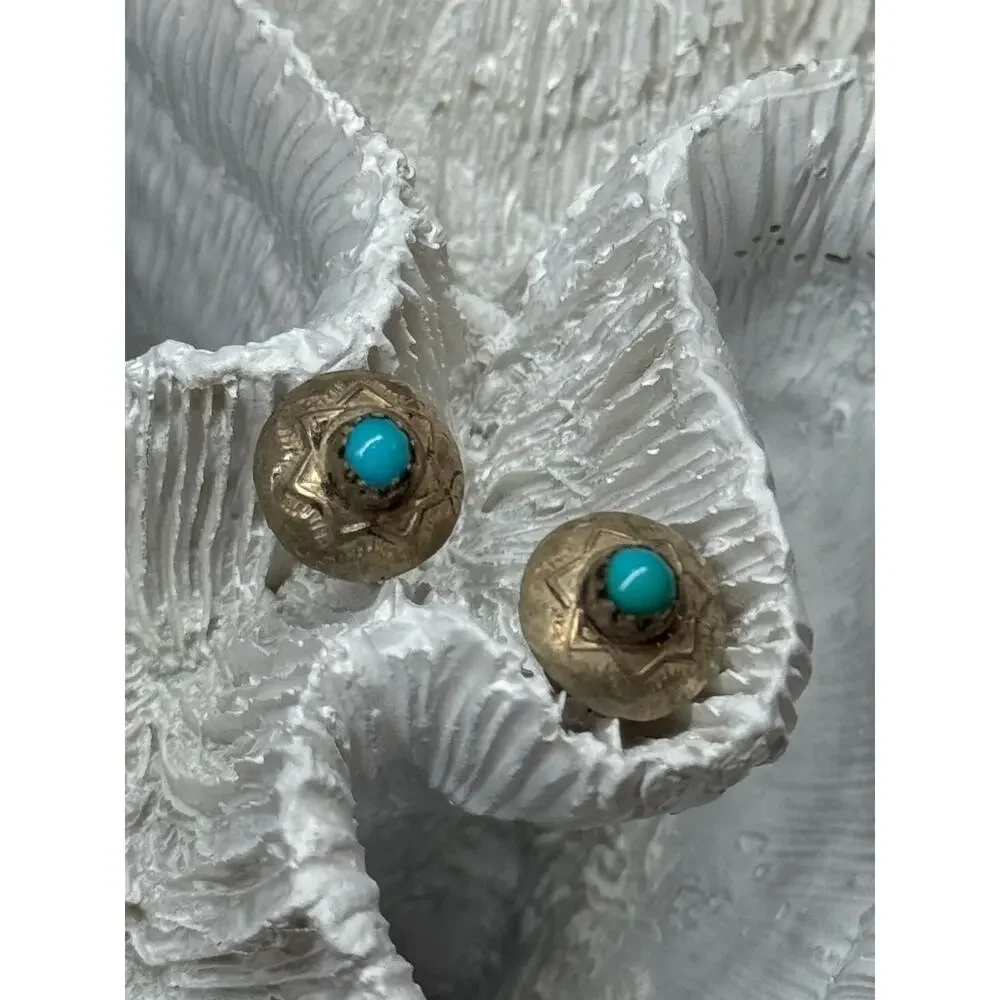 925 Sterling Silver Turquoise Earrings Length 0.4 Inch